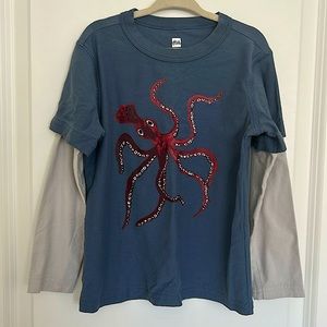 Tea Collection Toddler Little Boys Blue Grey Octopus Long Sleeve Size 5